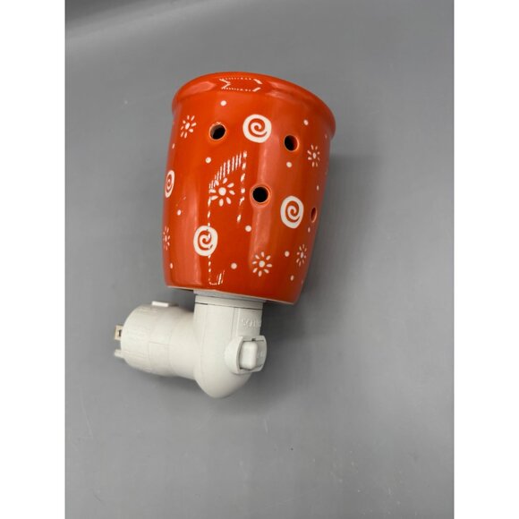 Scentsy Ceramic Plug In Wall Wax Warmer "Wake Up & Be Awesome" Orange - Picture 2 of 4